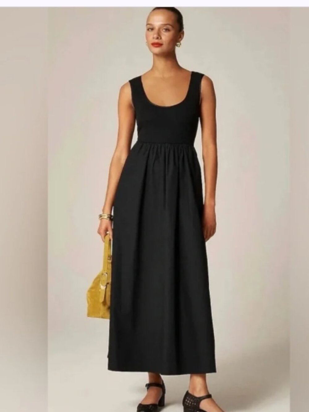 J Crew Gathered Waist Mixy Midi Dress Black Size Small